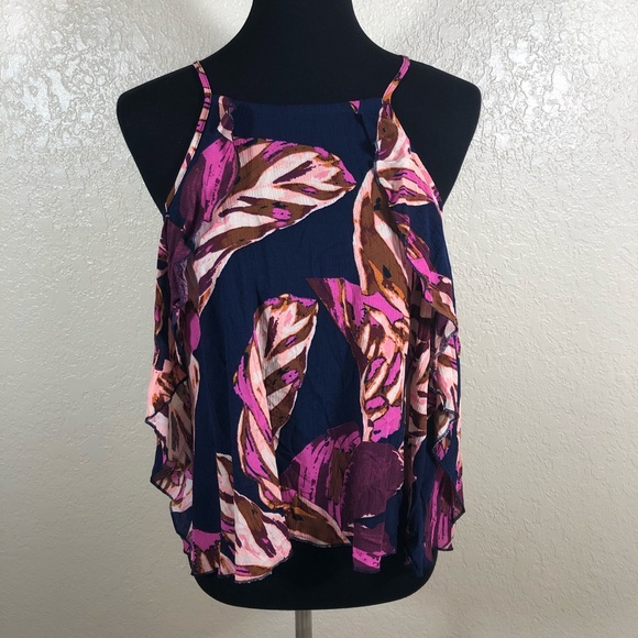 Mossimo spaghetti strap top navy blue with pink - Picture 1 of 6